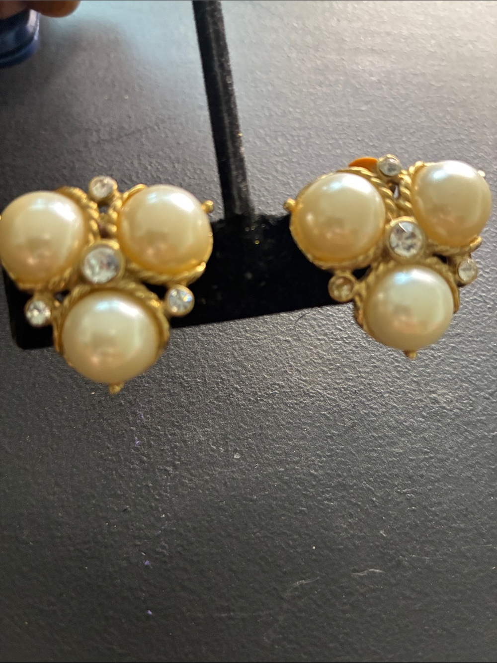 Classic Pearl Cluster Stud Earrings - Gold Tone